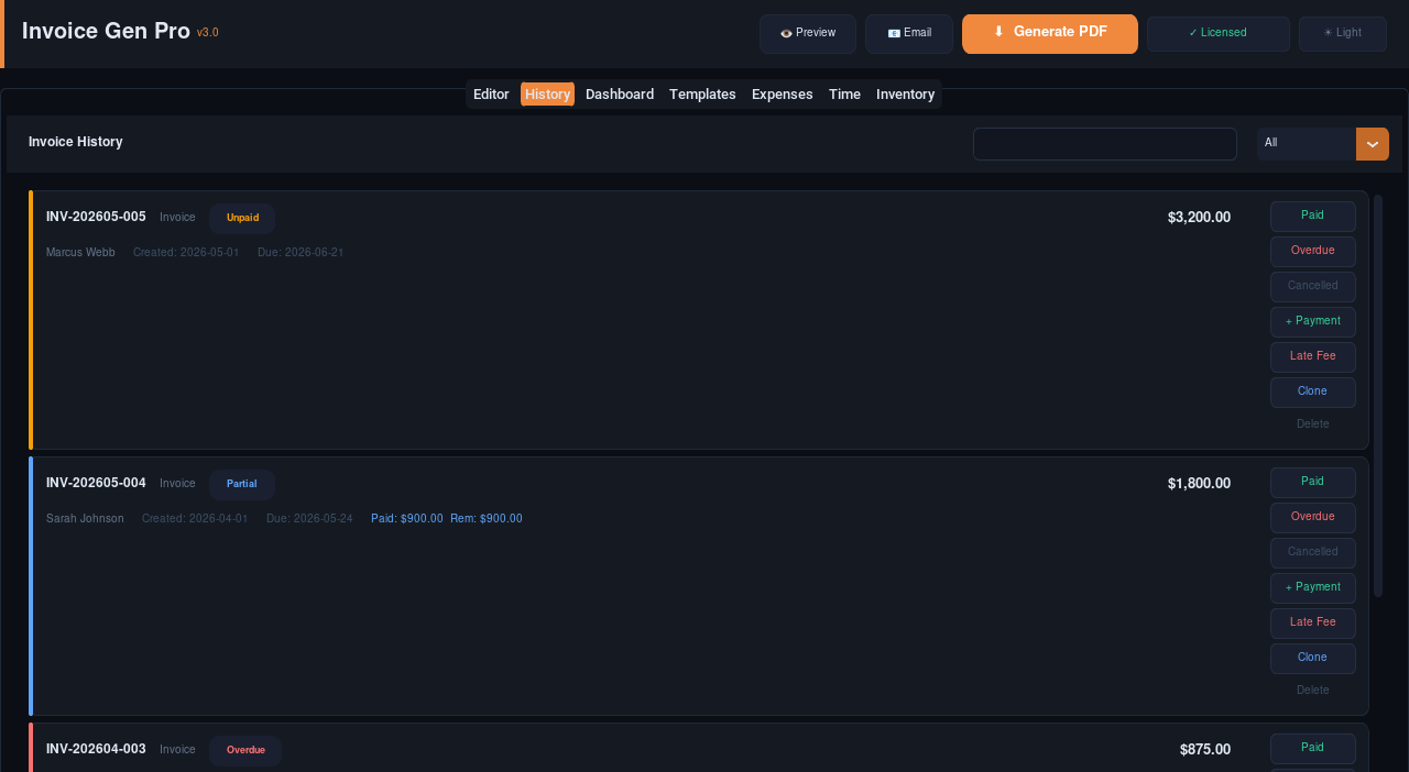 History tab